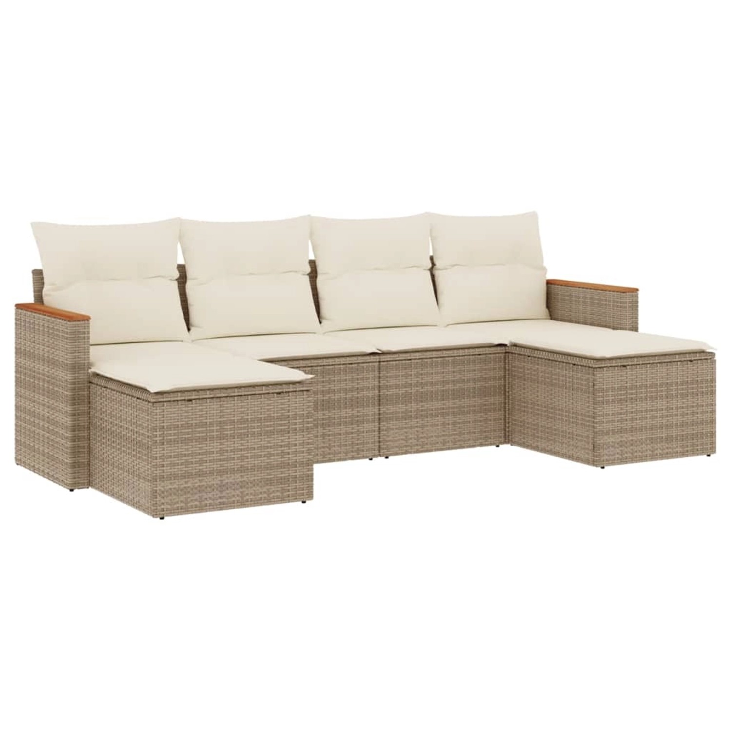 vidaXL 6-Tlg Garten-Sofagarnitur mit Kissen Beige Poly Rattan 3258621 günstig online kaufen