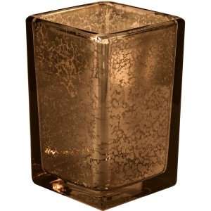 Quadratischer, brauner Zahnputzbecher Arcor von Kleine Wolke mit Metallic-Optik.