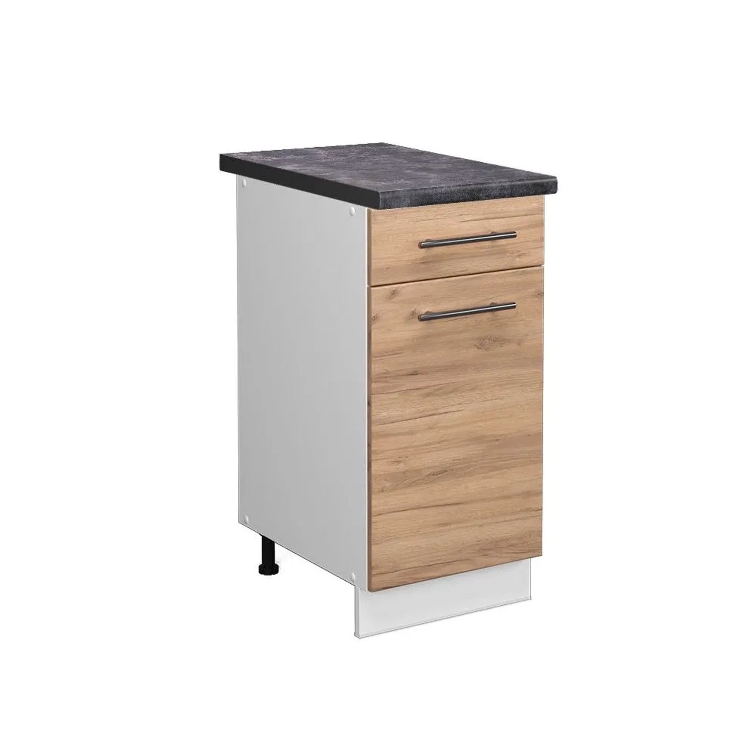Vicco Küchenunterschrank Fame-Line Goldkraft Eiche Weiß 40 cm AP Anthrazit