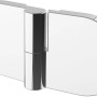 Detailaufnahme: Scharnier der Schulte Master Class Duschtür in Chrom-Optik.