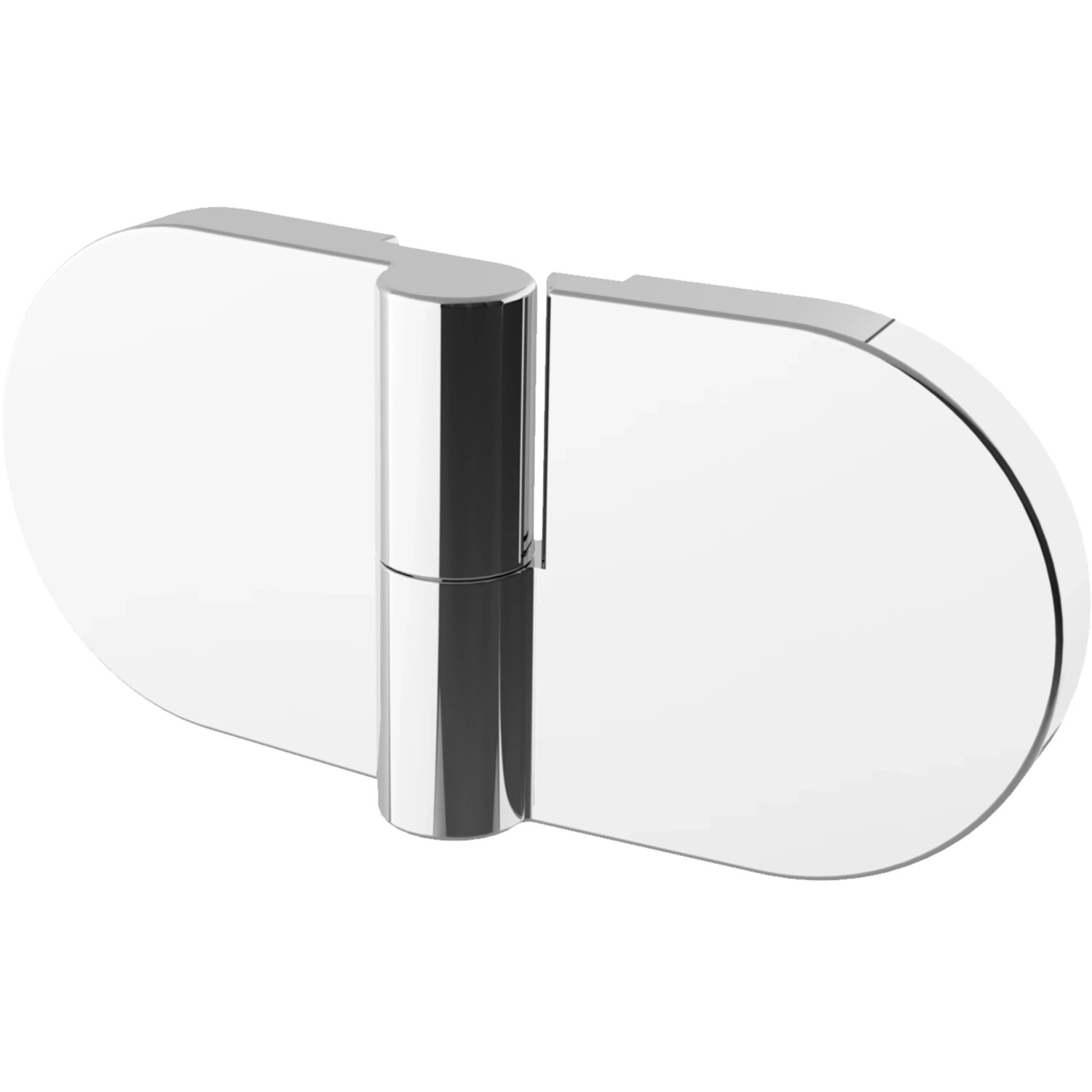 Detailaufnahme: Scharnier der Schulte Master Class Duschtür in Chrom-Optik.