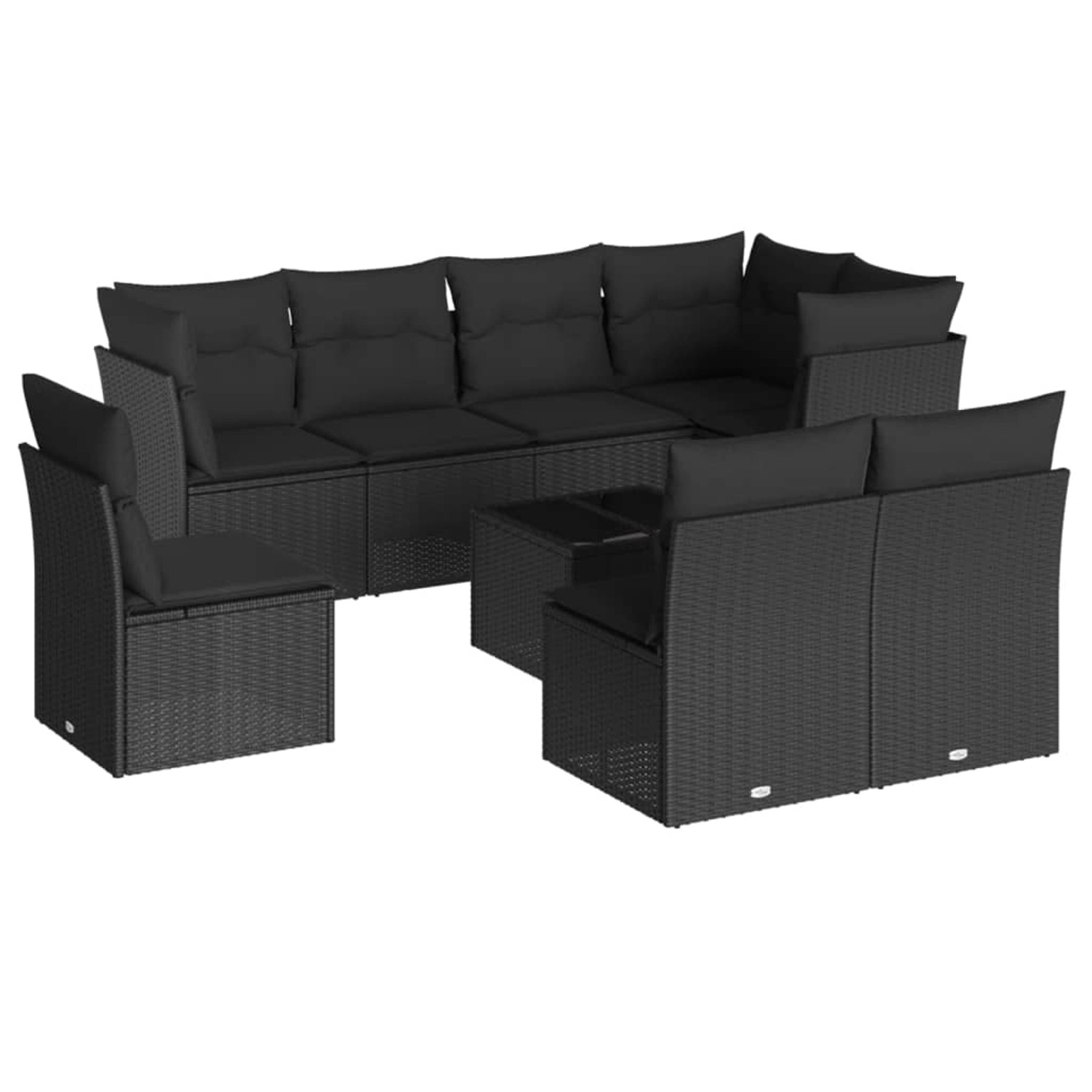 vidaXL 9-tlg Garten-Sofagarnitur mit Kissen Schwarz Poly Rattan Modell 61 günstig online kaufen