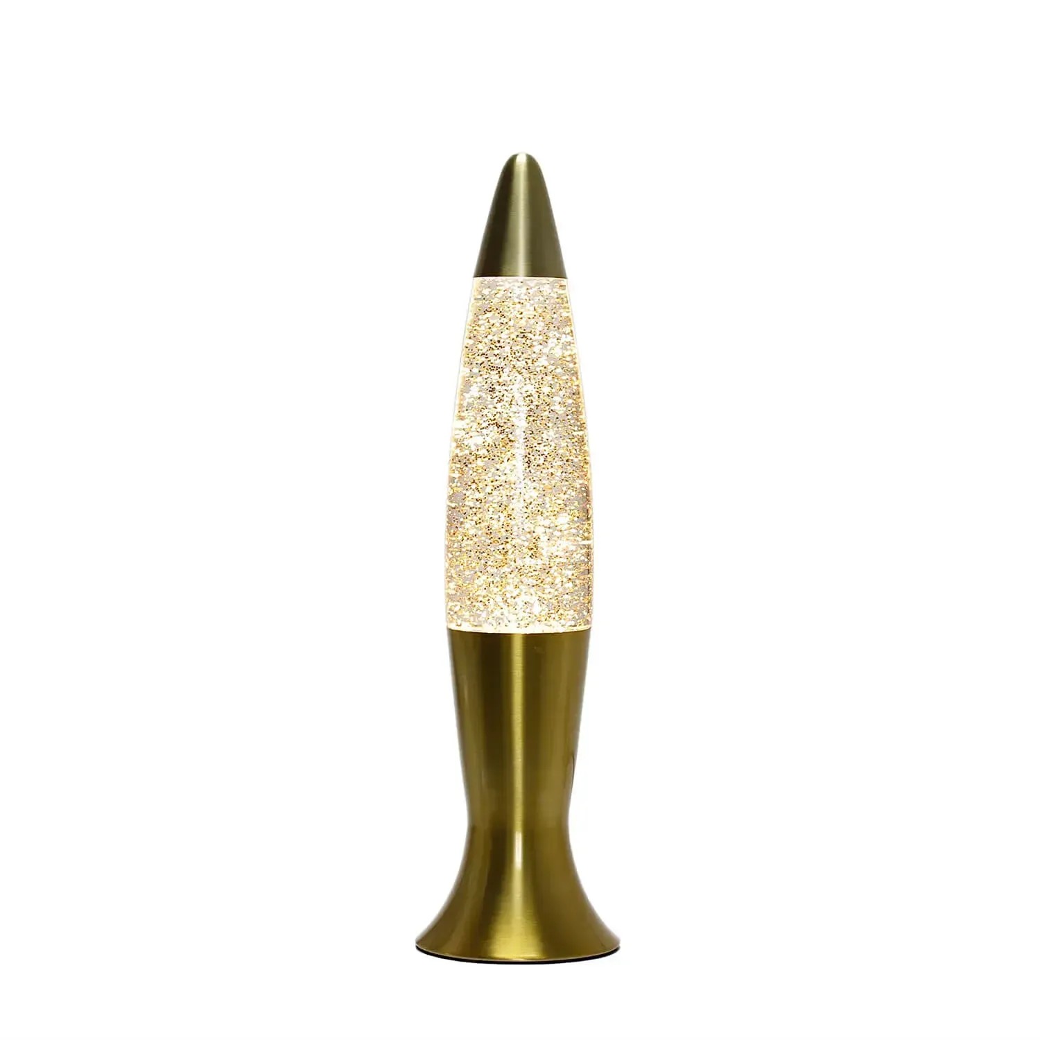 Goldene EASYLIGHT Lavalampe mit Glitzer, 40 cm hoch, für stimmungsvolle Lichteffekte.