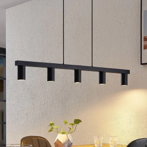 Lindby Pendelleuchte Baliko 9627352 Modern in Schwarz aus Metall 5-flammig GU10 Wohnzimmerleuchte