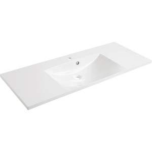 Fackelmann Einzelwaschtisch B.Clever, 120 cm, Alaska Esche, Keramik, Weiß.