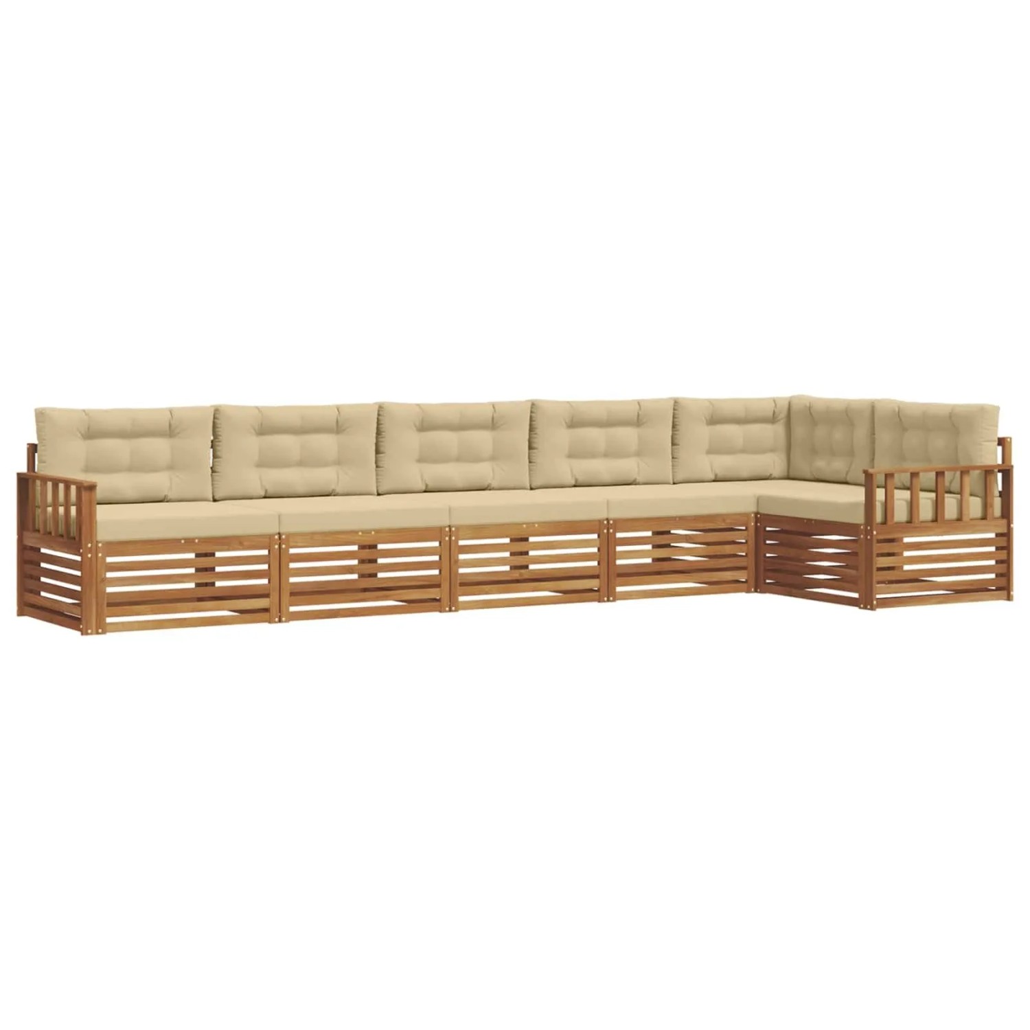 vidaXL Outdoor-Sofagarnitur mit Kissen 6-Tlg Natur und Beige 3373533
