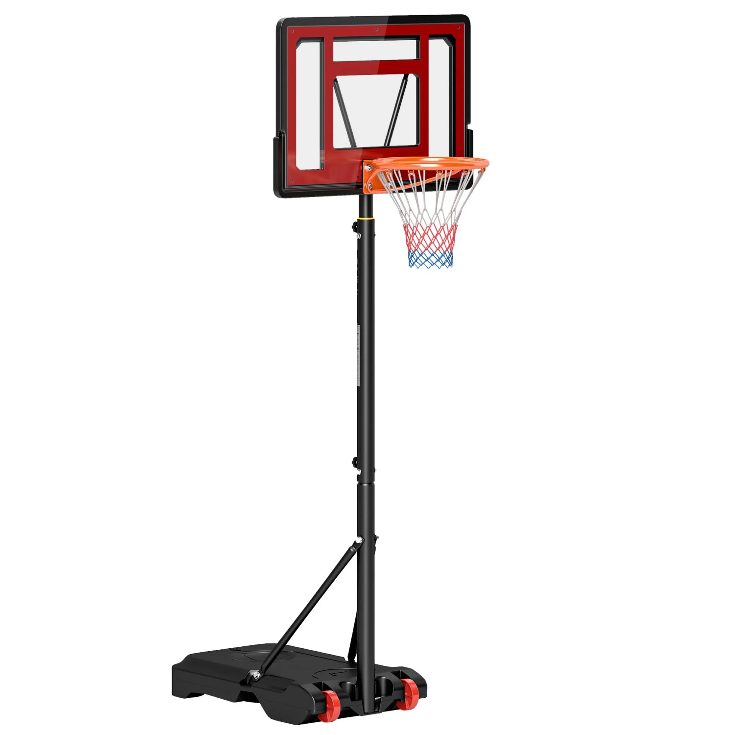 HOMCOM Basketballständer Stahl  Kunststoff Schwarz 75L x 45B x 205-261H cm
