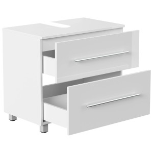 Posseik Bad-Einbauschrank Mondial, 70 cm, Weiß Hochglanz mit zwei offenen Schubladen.