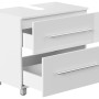 Posseik Bad-Einbauschrank Mondial, 70 cm, Weiß Hochglanz mit zwei offenen Schubladen.