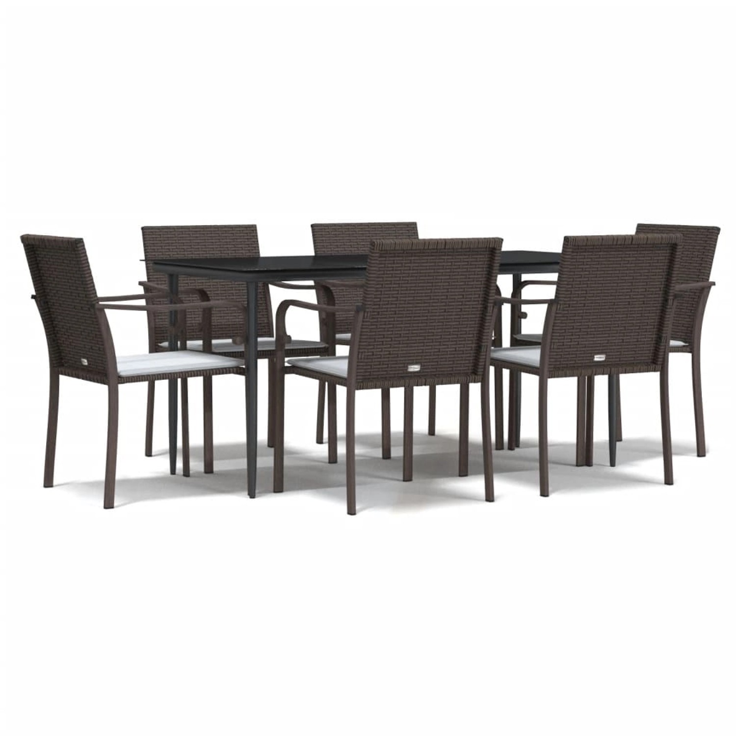 vidaXL 7-Tlg Garten-Essgruppe mit Kissen Poly Rattan und Stahl 3186946 günstig online kaufen