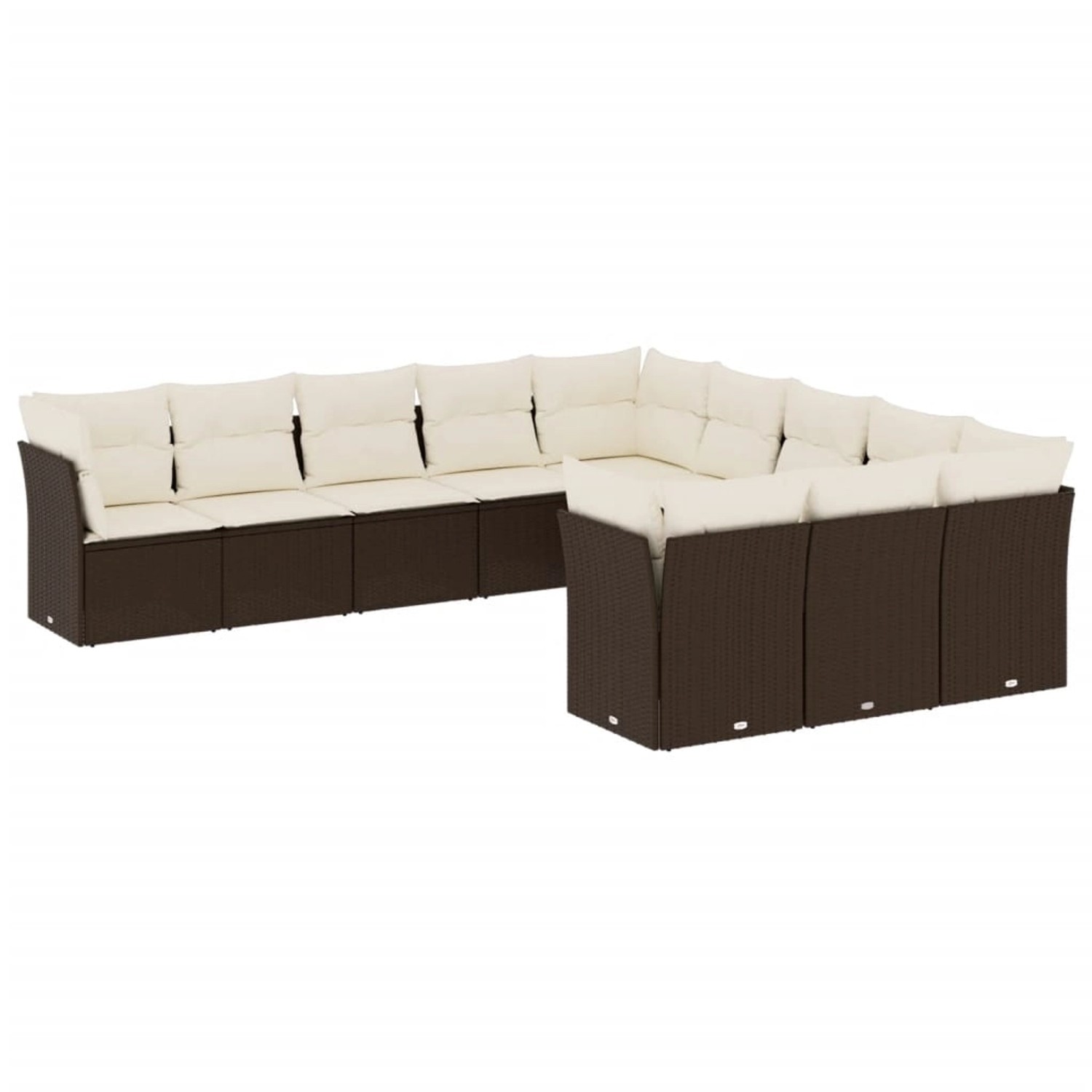 vidaXL 11-Tlg Garten-Sofagarnitur mit Kissen Braun Poly Rattan 3250252 günstig online kaufen