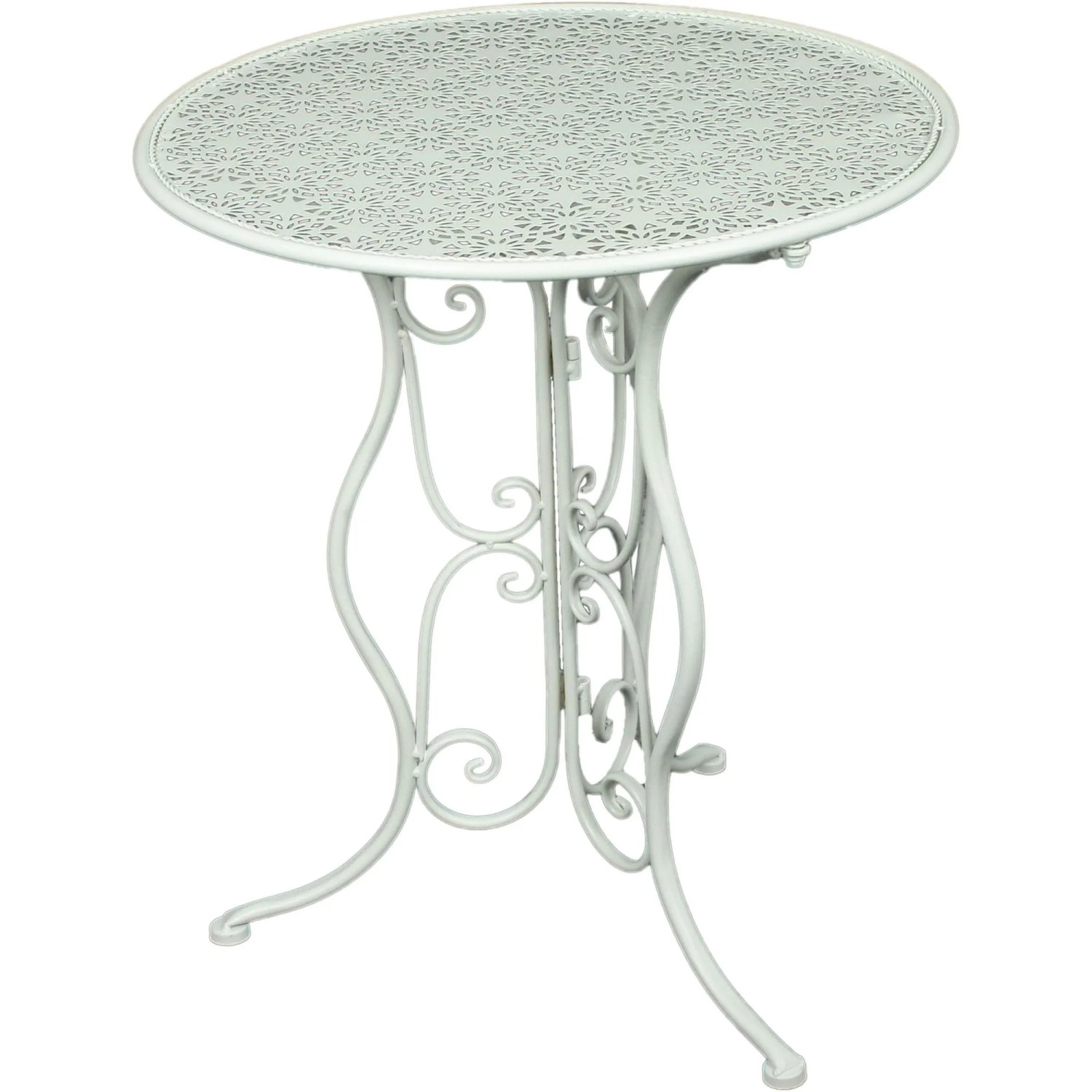 DELUKE Gartentisch SILAS Stahl Weiß 60x60x70cm Terrassentisch Wetterfest Outdoor Tisch