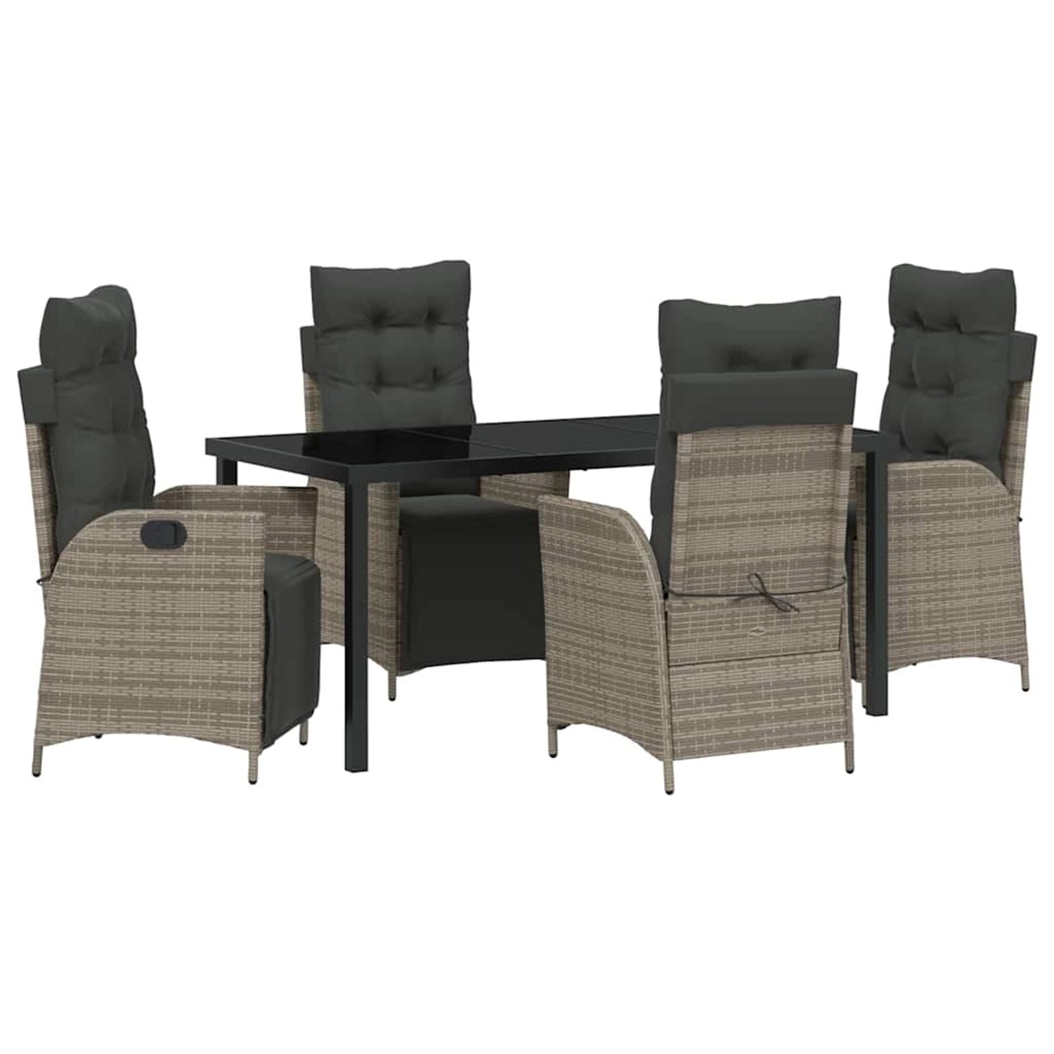 vidaXL Garten Essgruppe 5-Tlg Grau Poly Rattan 3380550 günstig online kaufen
