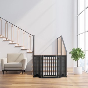 Relaxdays Treppenschutzgitter MDF Schwarz Mit Tür 70 x 154 x 30 cm 8,7 kg