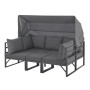 Graues Svita Maui Gartenmöbel Lounge Set mit Dach, Outdoor Sofa und Stahlrahmen.