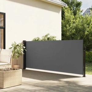 Ausziehbare furnicato Seitenmarkise in Anthrazit, 120x500 cm, für Terrasse und Balkon.