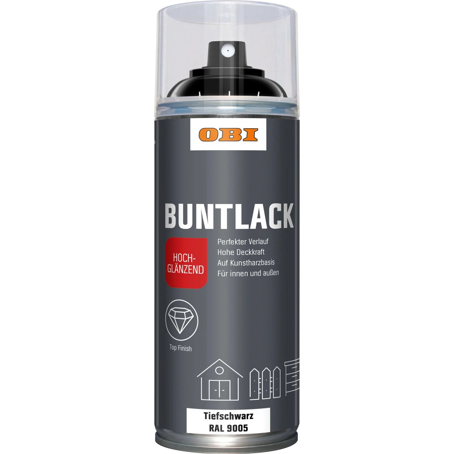 OBI Buntlack Spray RAL 9005 Tiefschwarz hochglänzend 400 ml