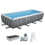 Bestway Steel Pro MAX Pool, 549x274x122 cm, grau, eckig, mit Sandfilteranlage und Zubehör.