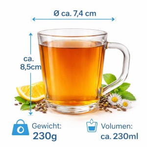 BigDean 6 Teegläser Set Teegläser Mit Henkel 230 ml Latte Macchiato Gläser