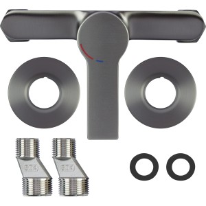 Duscharmatur Bisenzio Einhebel Gunmetal mit S-Anschluss und Montagematerial.