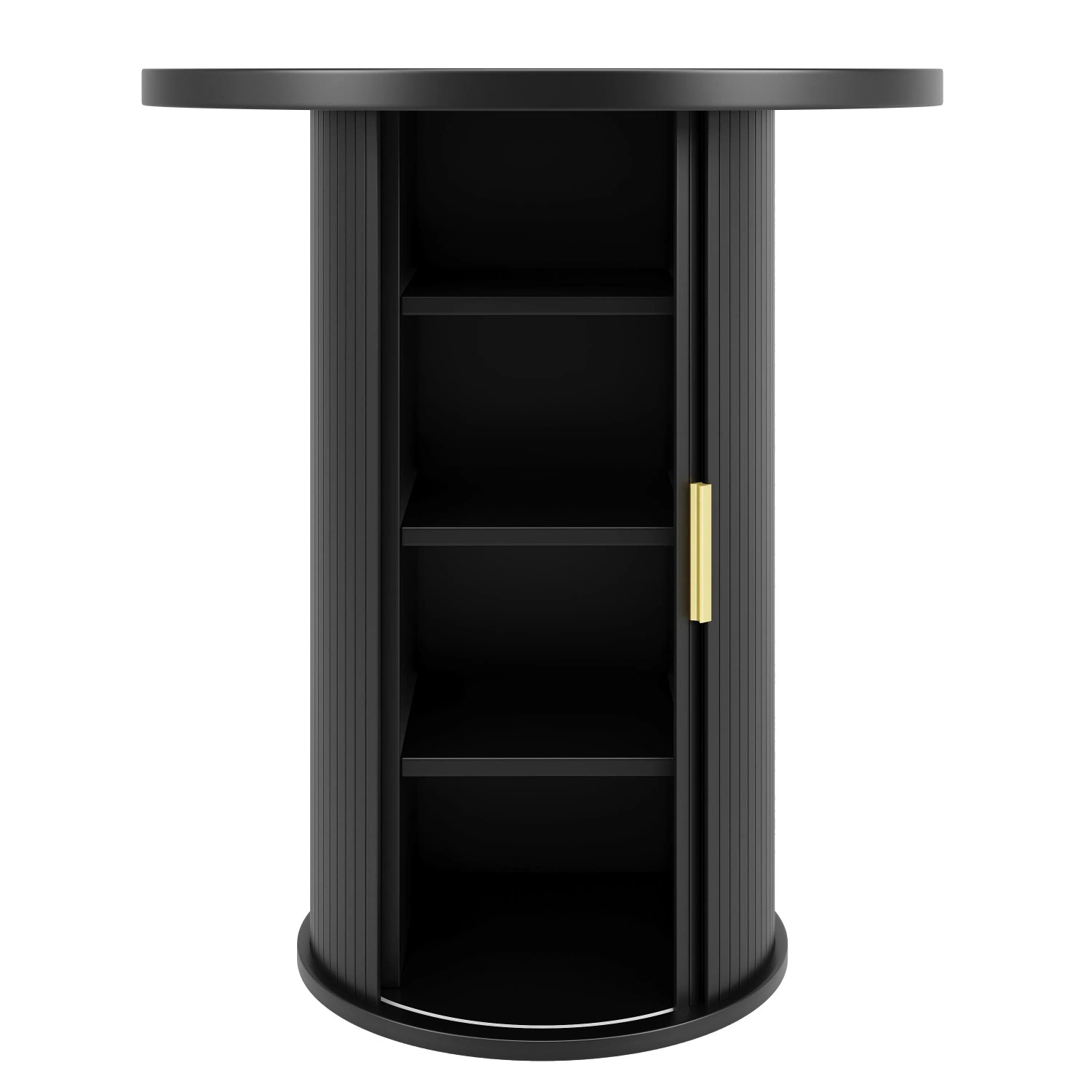 okwish Bartisch mit Stauraum MDF Holzoptik Bar Wohnzimmer 60x60x91.6cm Schwarz