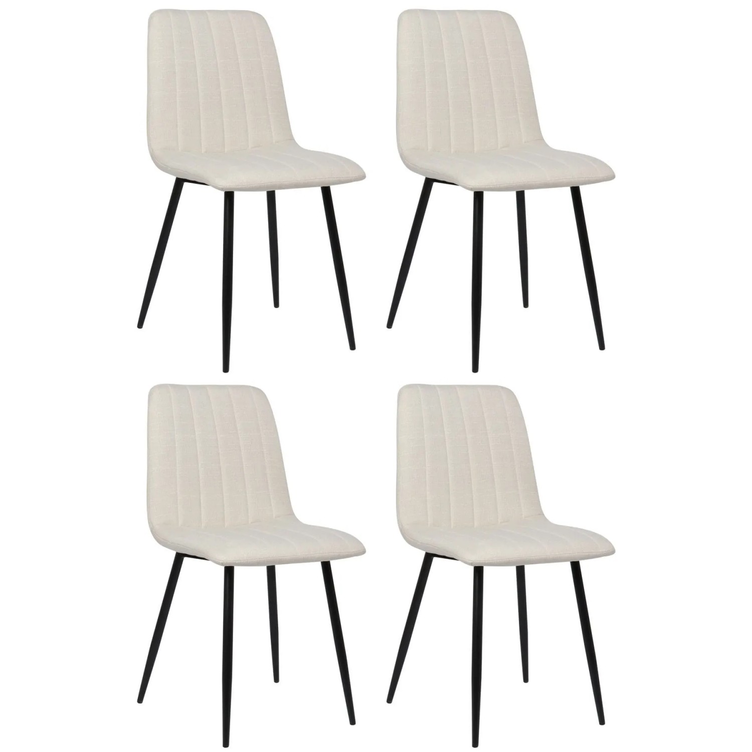 DELUKE 4er Set Stühle LENZ Stoff 88x45x53cm Creme Metall Gestell Stühle Esszimmerstühle Esstisch Küchenstuhl