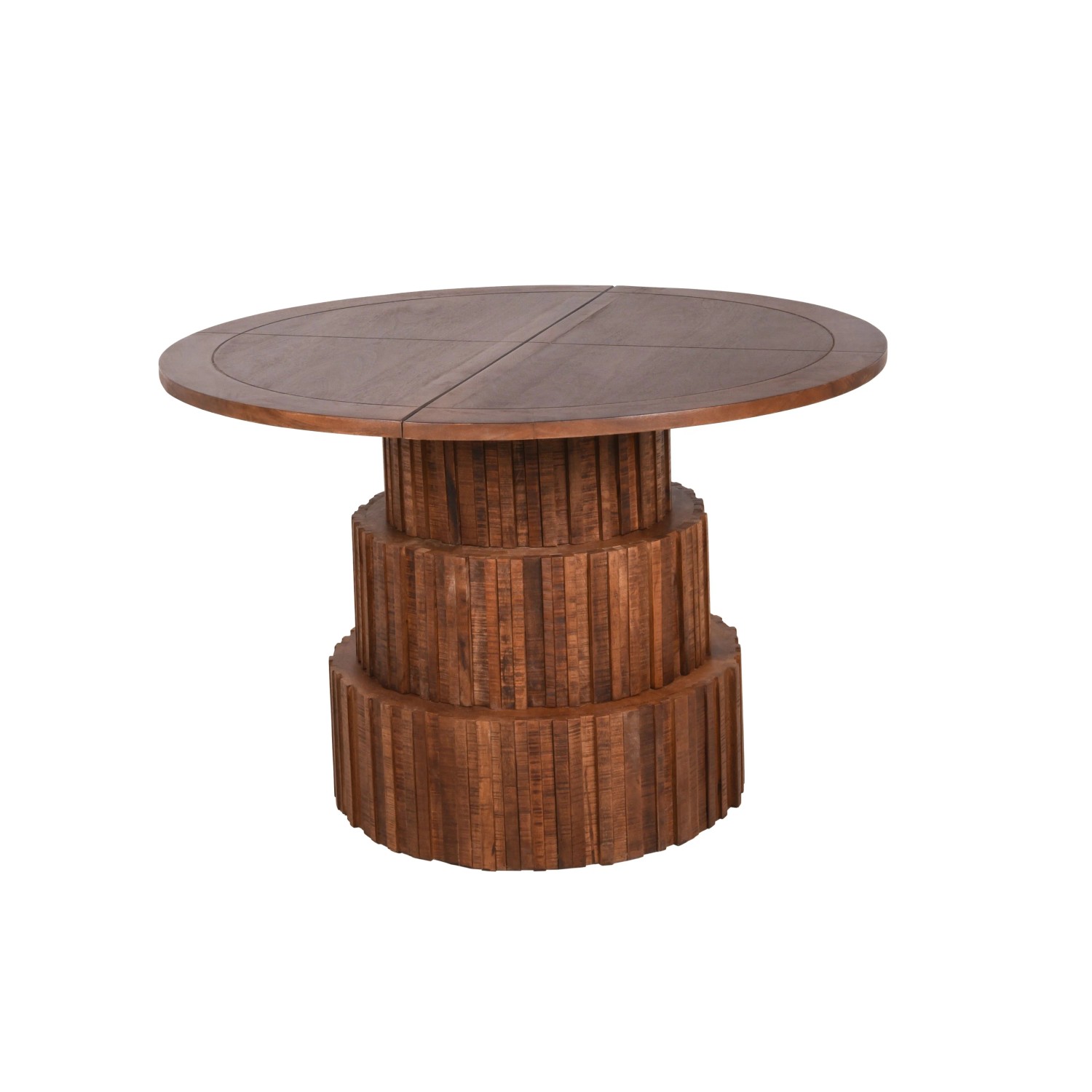 DELUKE Esstisch ALMA Rund Mangoholz Walnussbraun 78x120x120cm Wohnzimmertisch Massivholz Robuster Tisch