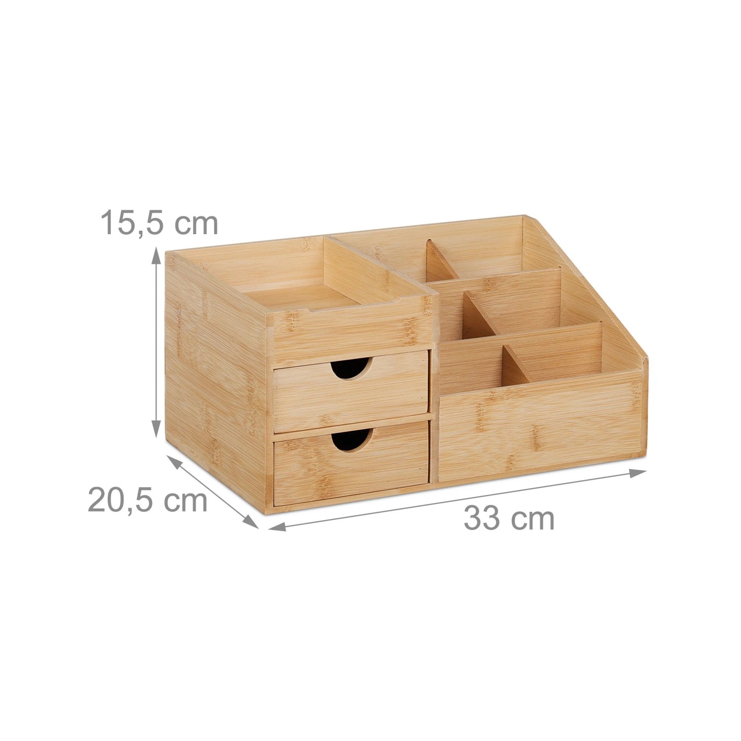 Relaxdays Schreibtisch Organizer Bambus Natur mit 2 Schubladen 15,5 cm x 33 cm x 20,5 cm 1,7 kg_4