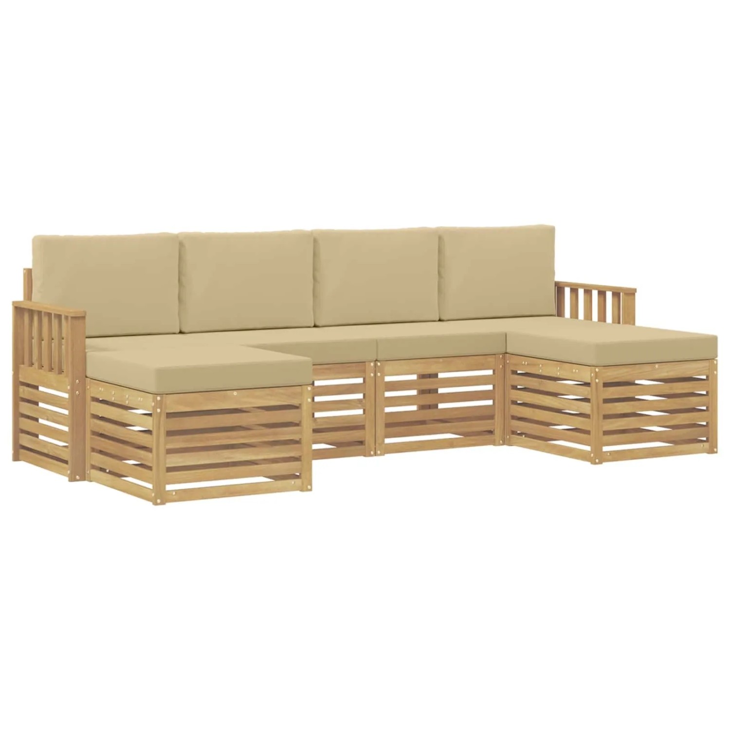 vidaXL Outdoor-Sofagarnitur 5-Tlg Weiß und Beige 249 x 122,5 x 73 cm 3392268