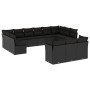 Schwarze 13-tlg. Garten-Sofagarnitur aus Poly Rattan mit Kissen. Modulares Lounge Set für Garten, Terrasse oder Balkon.