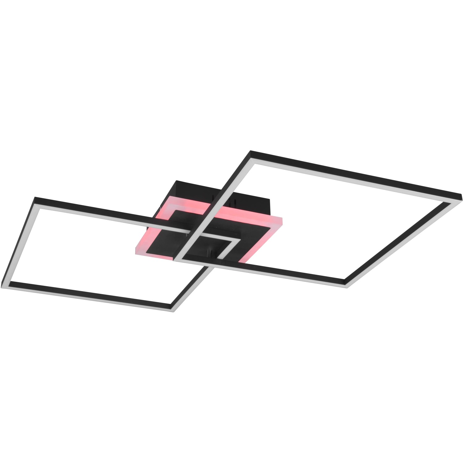 Moderne LED-Deckenleuchte Arribo in Schwarz matt mit RGBW-Funktion und quadratischem Design.