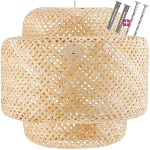 Tectake Deckenleuchte Lignea Lux Aus Bambus Boho Stil Geflochtene Struktur In Korboptik  40 W  40 x 40 x 39 cm Braun