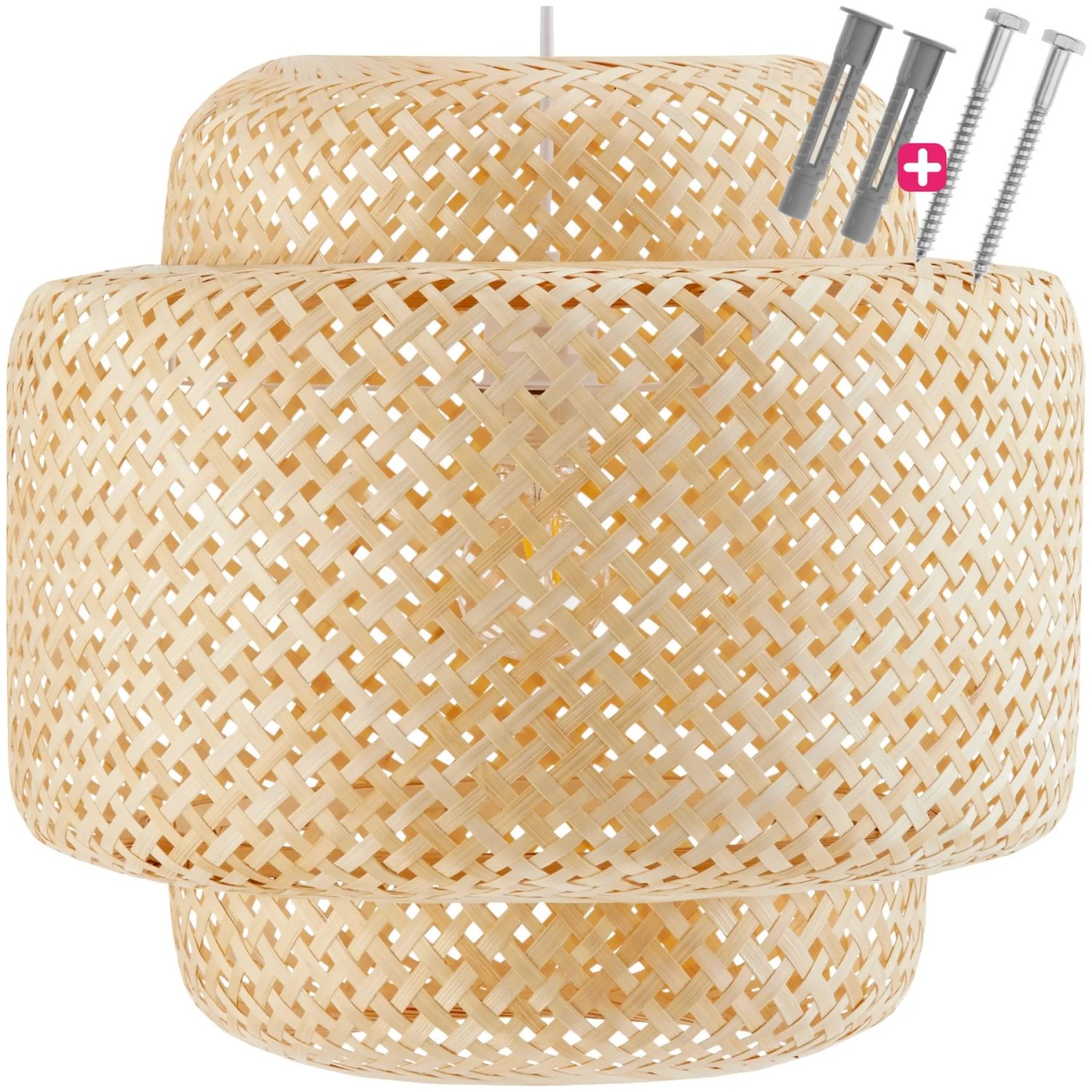 Tectake Deckenleuchte Lignea Lux Aus Bambus Boho Stil Geflochtene Struktur In Korboptik  40 W  40 x 40 x 39 cm Braun