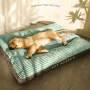 Schlafender Hund auf grünem Petsation Hundebett, 60 cm, für Hunde und Katzen.