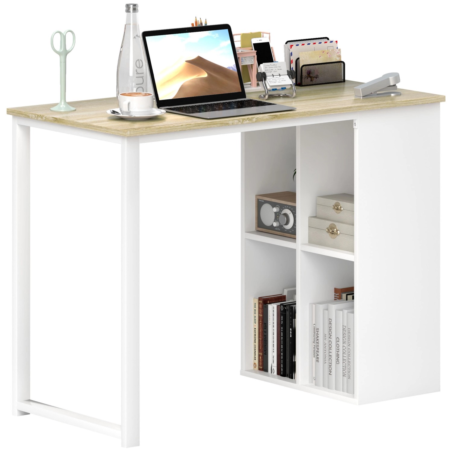 Thumbnail - HOMCOM Schreibtisch Spanplatte Stahl Eiche 100L x 54B x 75H cm
