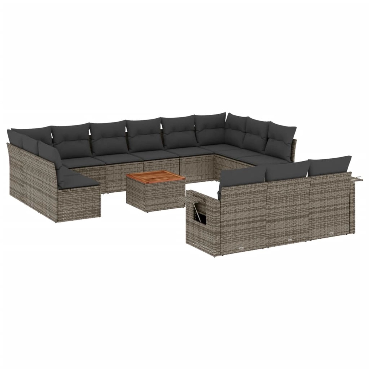 vidaXL 14-Tlg Garten-Sofagarnitur mit Kissen Grau Poly Rattan 3257138 günstig online kaufen