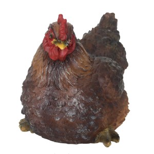 Sitzende Deko-Figur Huhn, 20 cm, aus Polystone für Garten und Balkon.