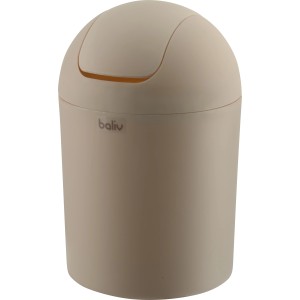 Sandfarbener baliv Kosmetikeimer 1,25 l mit Schwingdeckel für Bad & WC.