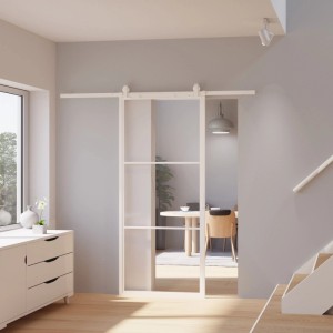 inova Loft Glasschiebetür 1025 x 2200 mm 3 Felder Komplettset aus Stahl in Weiß inkl. 2Seitiger Softclose