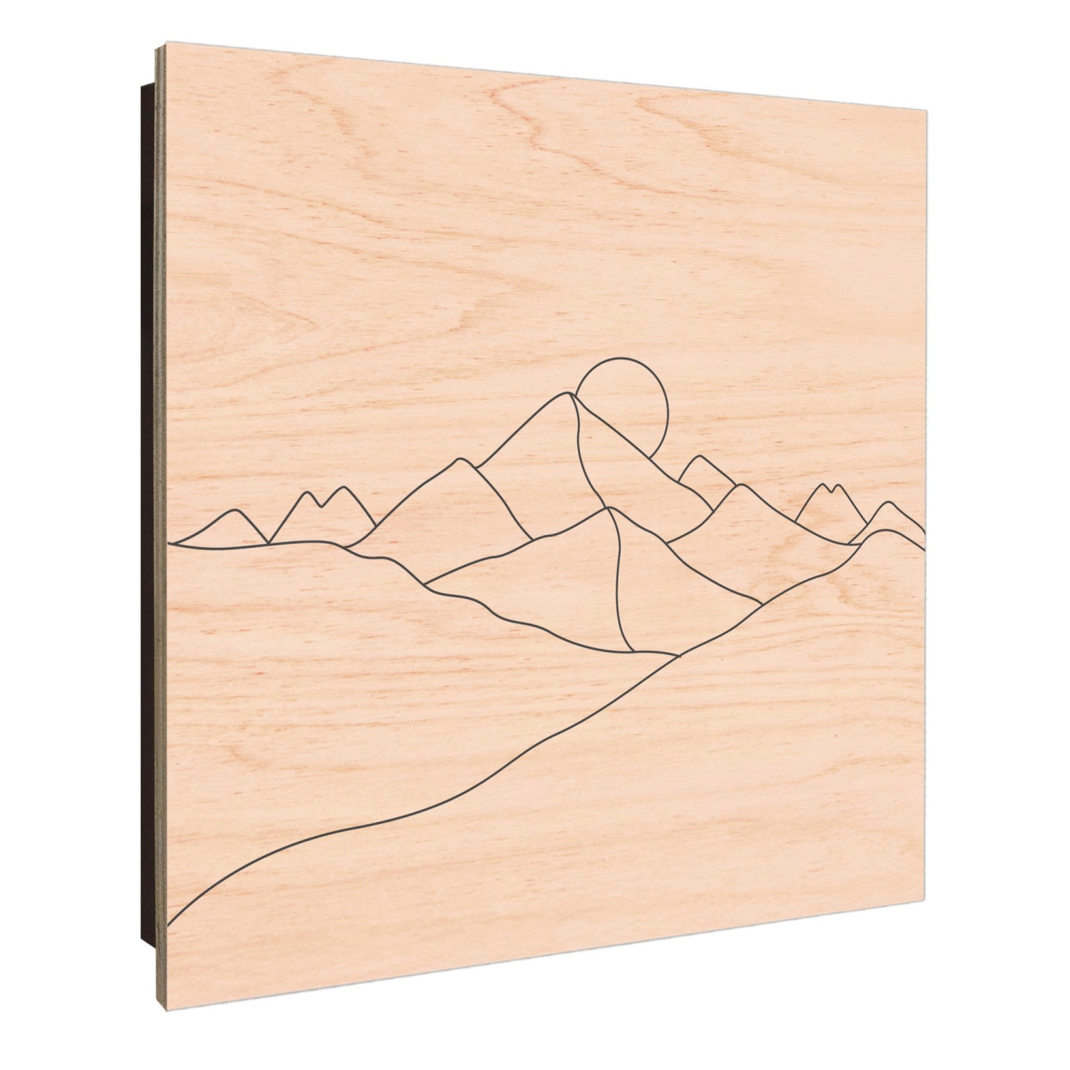 Banjado Schlüsselkasten aus Holz, 30x30cm, mit Bergsilhouette und 50 Haken.