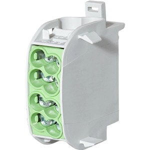 Grüne Leipold Hauptleitungs-Abzweigklemme, fingersicher, 1-polig, für 2 x 25 mm² und 2 x 16 mm² Kabel.