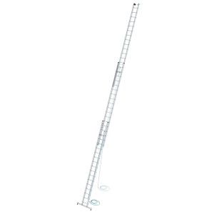 PROREGAL Sprossen-Seilzugleiter, 3-teilig, mit Traverse, 3x18 Sprossen, aus Aluminium.