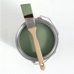 Farbeimer mit Pinsel, V&CO Premium-Innenfarbe, Grün Farbton Kleiner Wald.