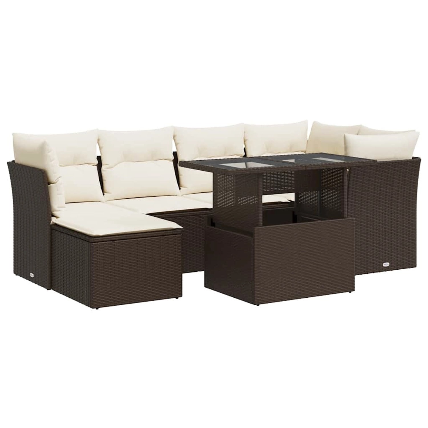 vidaXL 7-Tlg Garten-Sofagarnitur mit Kissen Braun Poly Rattan 3326194 günstig online kaufen
