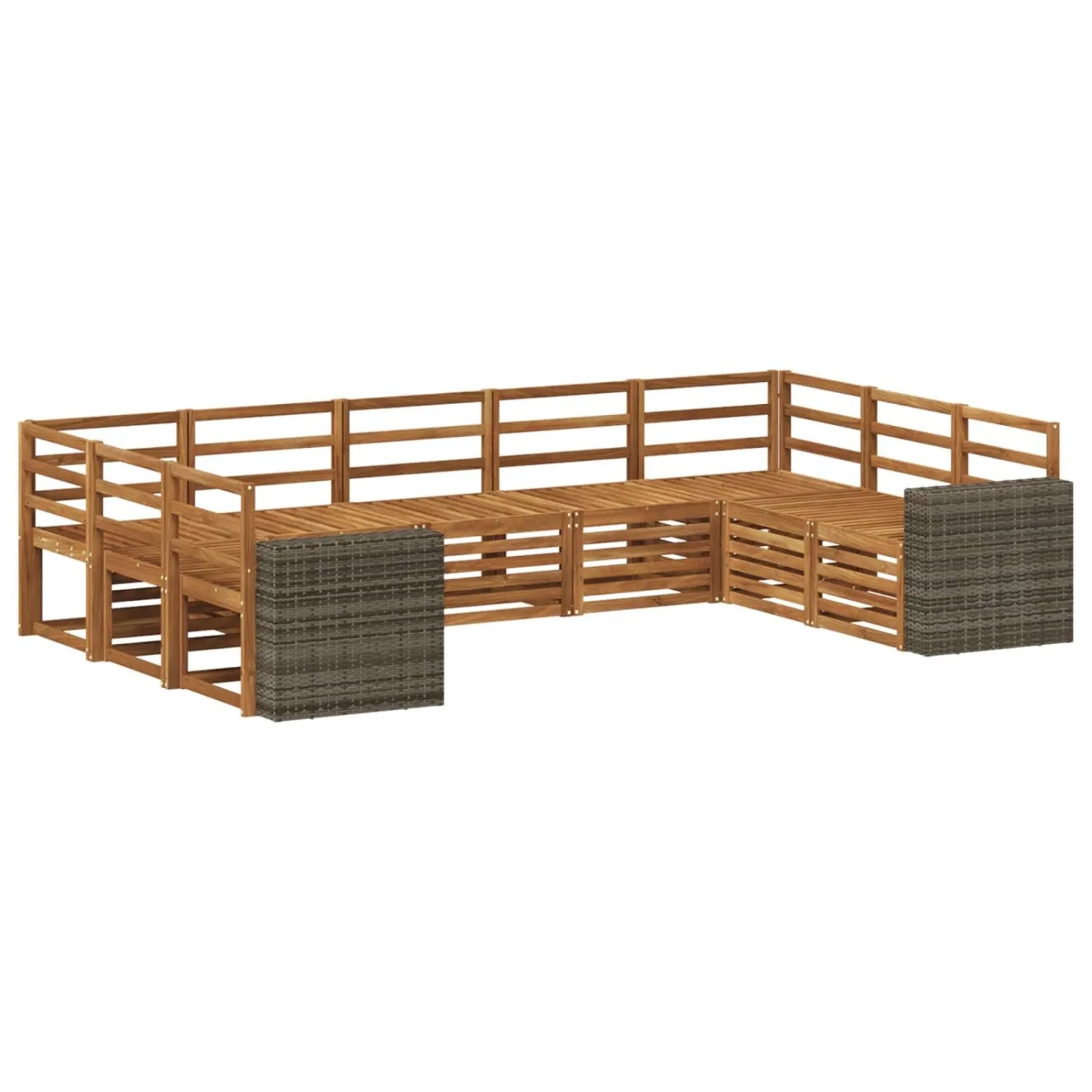 vidaXL Ecksofa Set 9 Stk Natur Massivholz Akazie 3384845