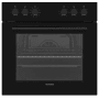 Schwarzes Telefunken Einbauherd-Set mit Backofen, Grill und Umluft, 65 Liter Garraum.