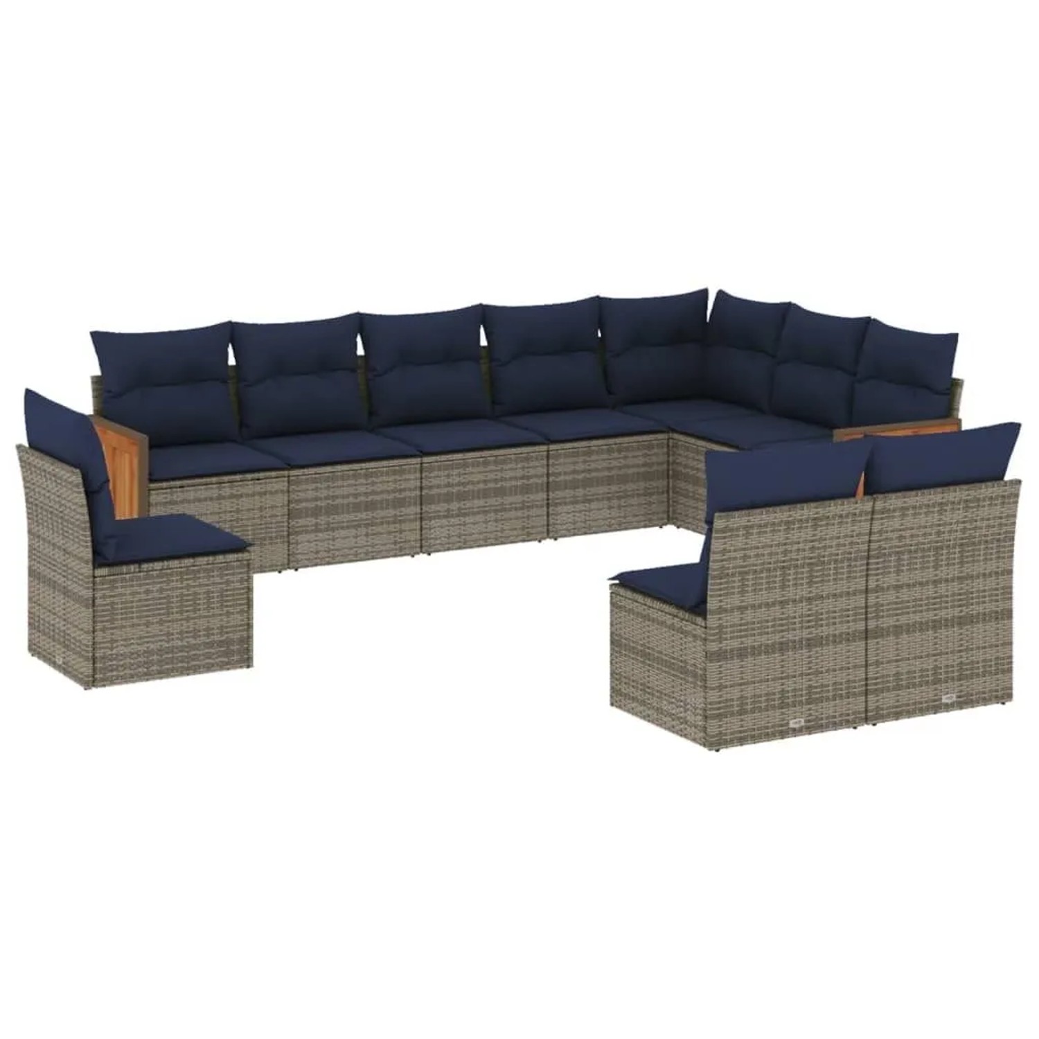 vidaXL 10-Tlg Gartensofa-Set mit Kissen Grau Polyrattan 3227755 günstig online kaufen