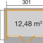 Grundriss Weka Gartenhaus Flachdach, 305x235 cm, Volumen 12,48 m³.
