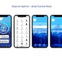 Clean Air Optima Ventilator: Smart Control Panel App auf vier Smartphones.