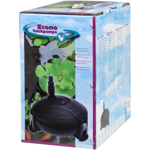 Verpackung der VT Teichpumpe Econo 4.000 Liter, eine Schmutzwasserpumpe für Teiche.